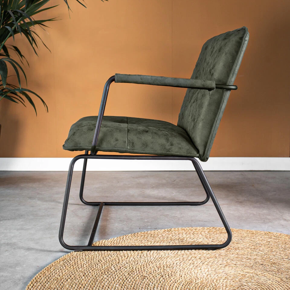 Industriële Fauteuil Hailey Groen Ecoleder - Leder - Groen 4 Industriële Fauteuil Hailey Groen Ecoleder - Leder - Groen - Afbeelding 2