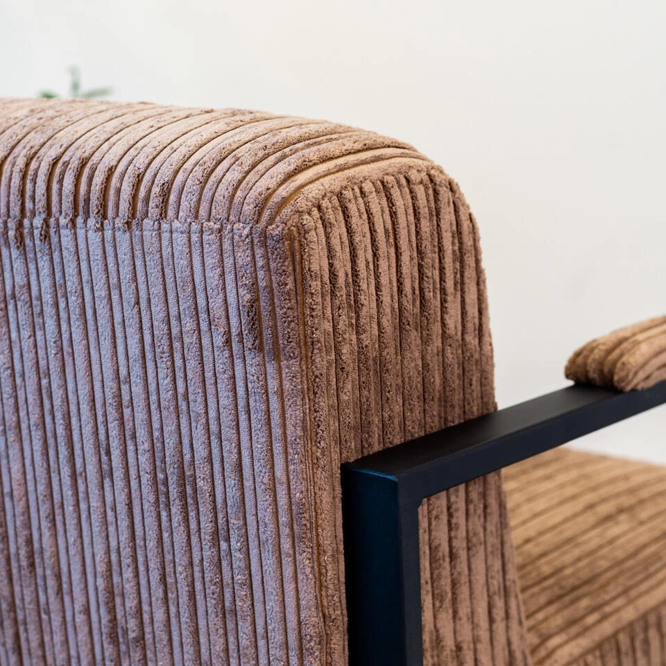 Moderne Fauteuil Madeline Ribstof Bruin - Stof - Grijs 6 Moderne Fauteuil Madeline Ribstof Bruin - Stof - Grijs - Afbeelding 4