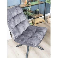 Decor 88 Adaline Velvet Fauteuil Donkergrijs - 70x65-105 Cm -Fauteuilwinkel 1000094201 0102