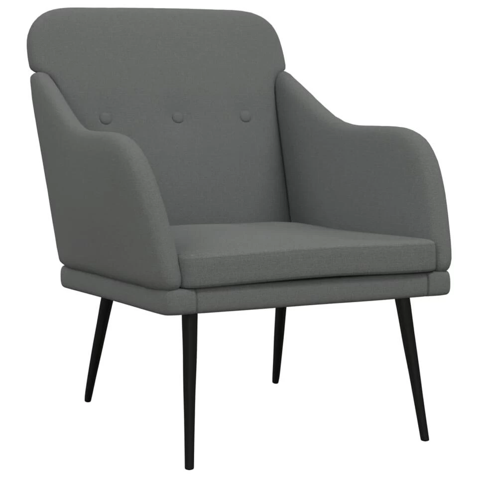 VidaXL Fauteuil 63x76x80 Cm Stof Donkergrijs 3 VidaXL Fauteuil 63x76x80 Cm Stof Donkergrijs
