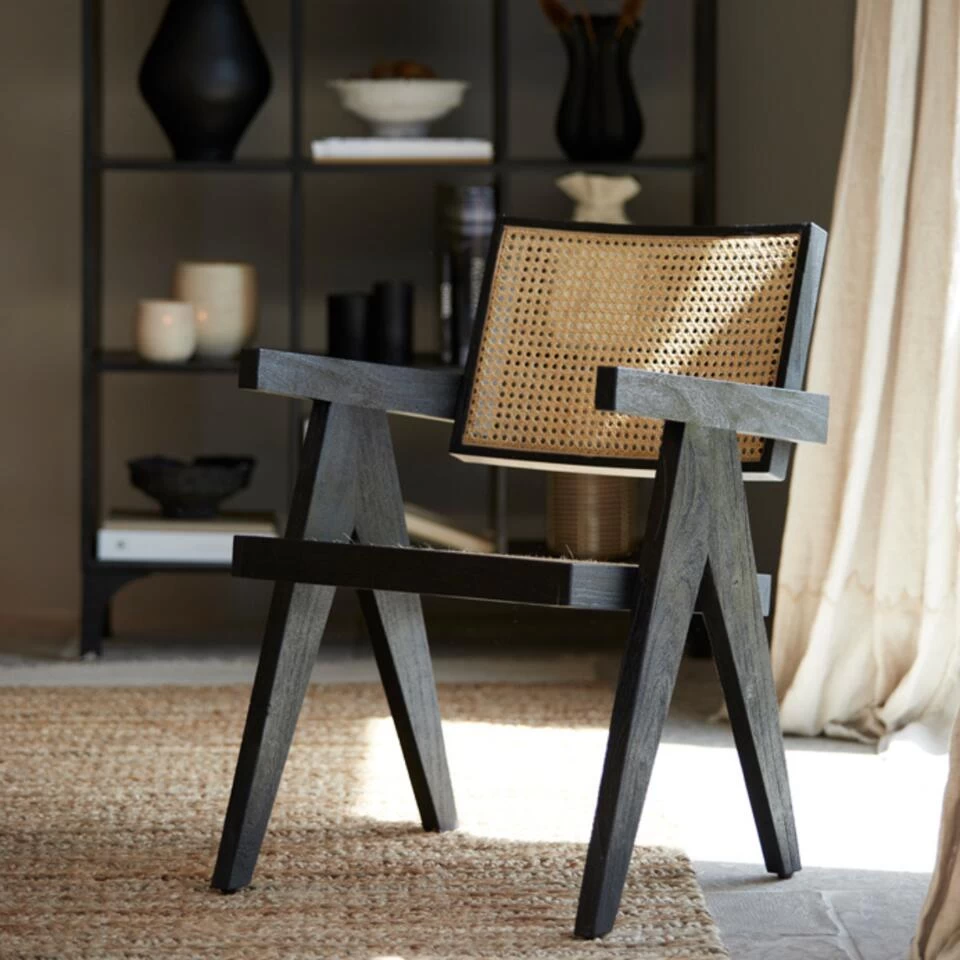 Morazan Stoel Zwart/naturel - Hout - Zwart 5 Morazan Stoel Zwart/naturel - Hout - Zwart - Afbeelding 3