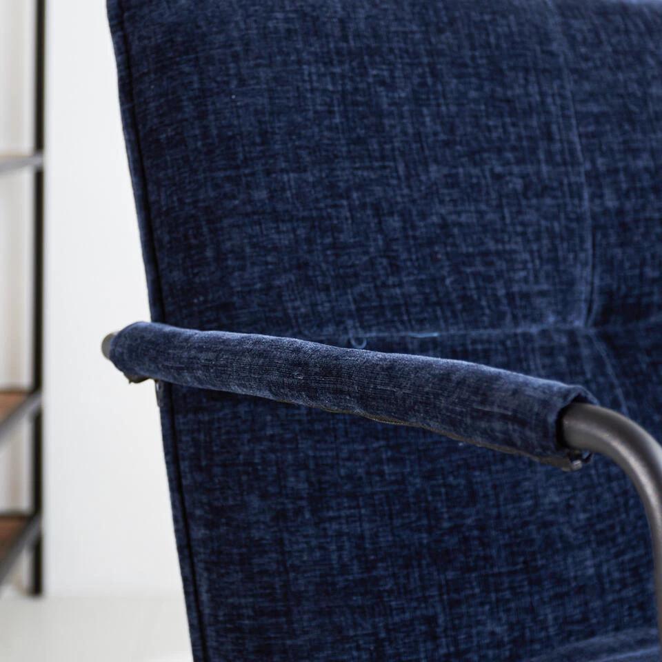 Fauteuil Hailey Donkerblauw Chenille - Stof - Blauw 6 Fauteuil Hailey Donkerblauw Chenille - Stof - Blauw - Afbeelding 4