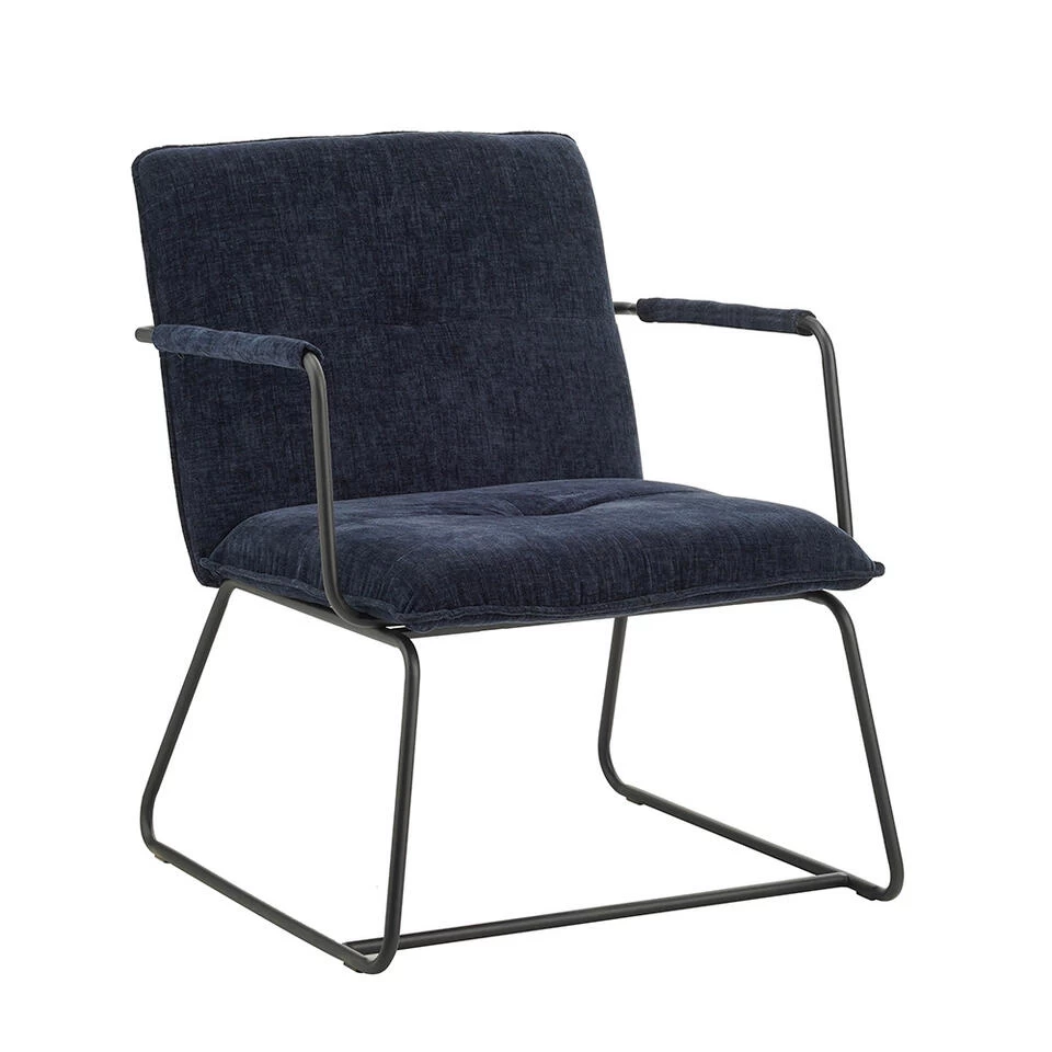 Fauteuil Hailey Donkerblauw Chenille - Stof - Blauw 3 Fauteuil Hailey Donkerblauw Chenille - Stof - Blauw