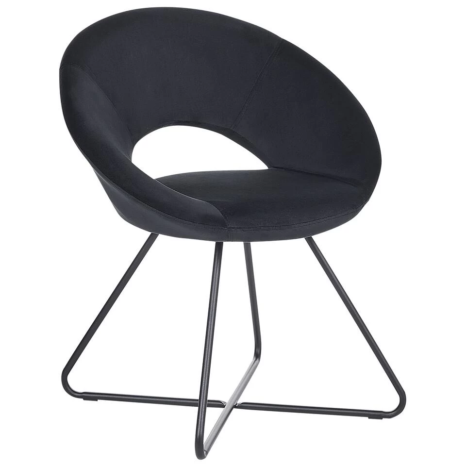 Beliani Fauteuil RACHEL - Zwart Fluweel 3 Beliani Fauteuil RACHEL - Zwart Fluweel