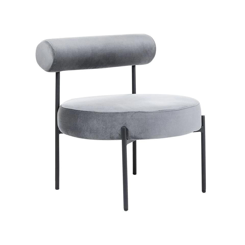 Beliani Fauteuil ALPHA - Grijs Fluweel 3 Beliani Fauteuil ALPHA - Grijs Fluweel