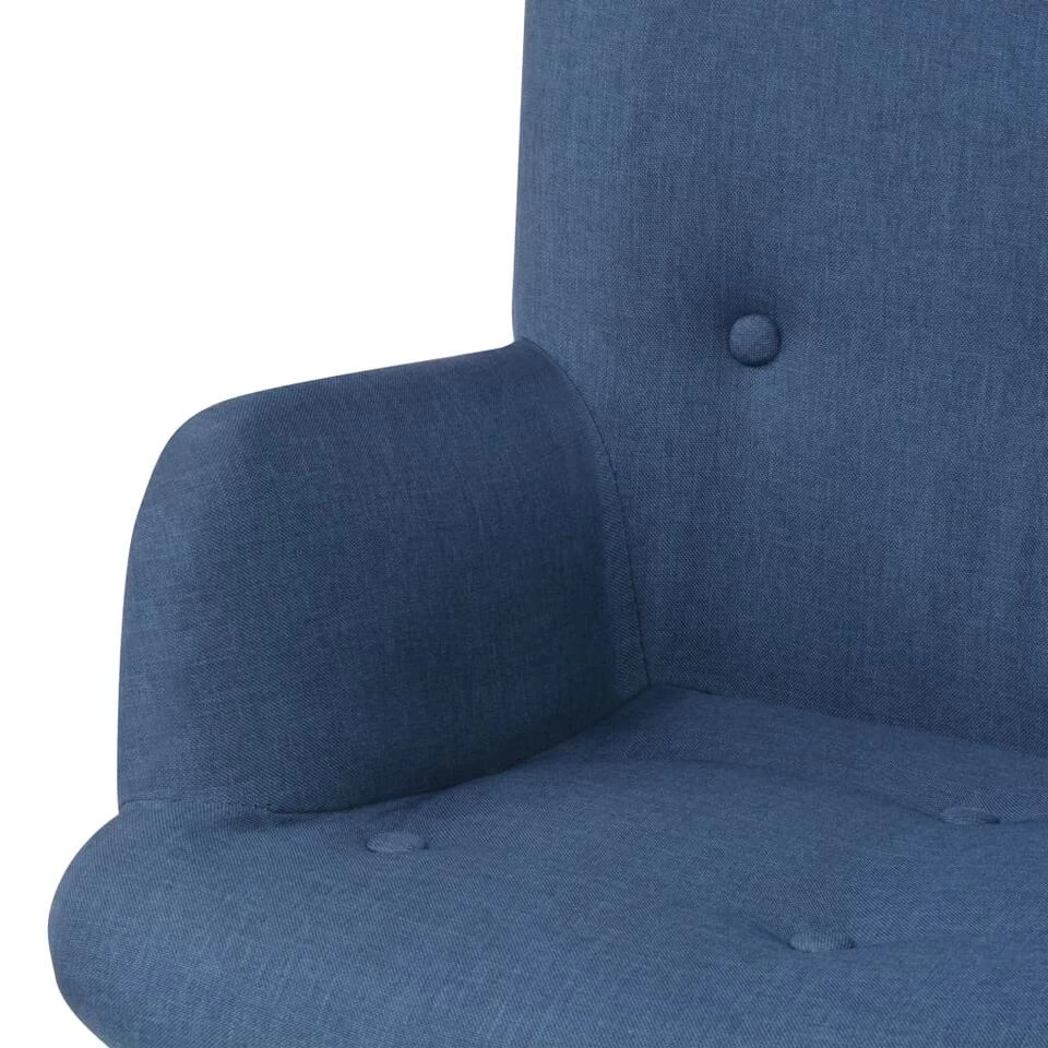 VidaXL Fauteuil Met Voetenbankje Stof Blauw 6 VidaXL Fauteuil Met Voetenbankje Stof Blauw - Afbeelding 4