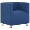VidaXL Fauteuil Kubus Stof Blauw -Fauteuilwinkel 1307548832