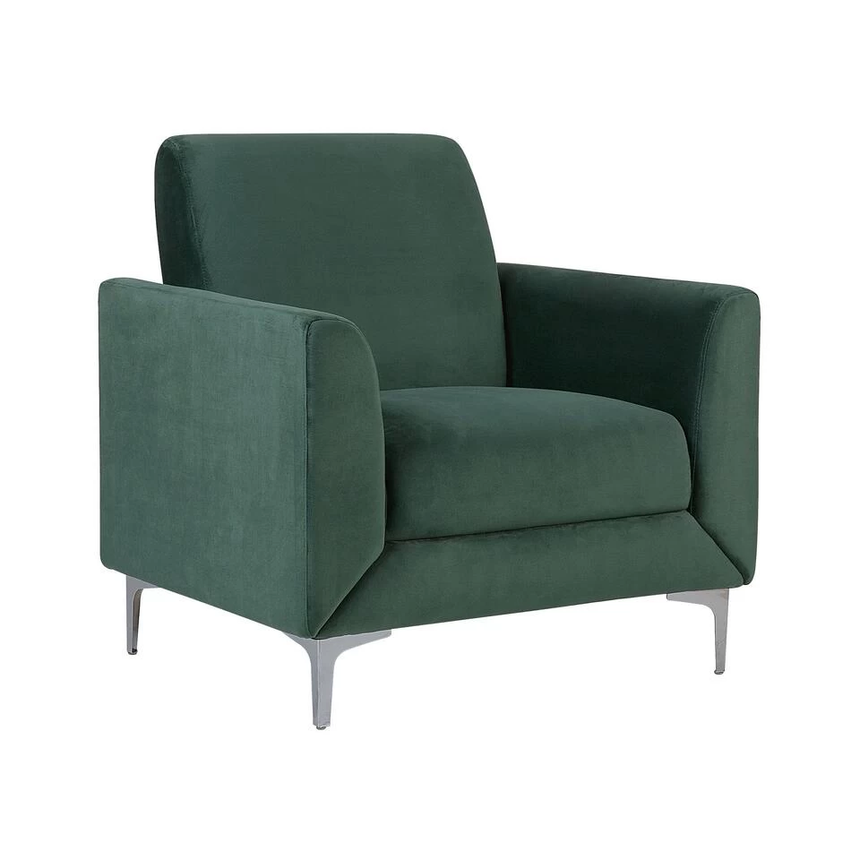 Beliani Fauteuil FENES - Groen Fluweel 3 Beliani Fauteuil FENES - Groen Fluweel