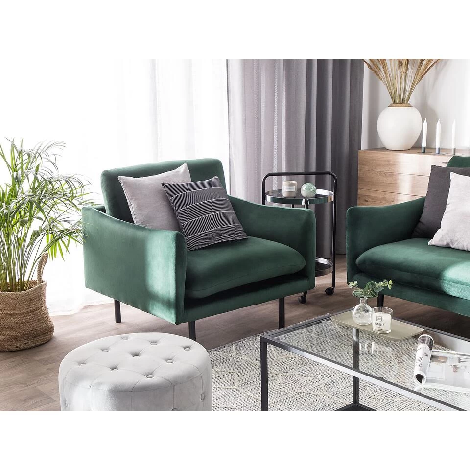 Beliani Fauteuil VINTERBRO - Groen Fluweel 4 Beliani Fauteuil VINTERBRO - Groen Fluweel - Afbeelding 2