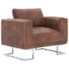 VidaXL Fauteuil Kubus Kunstsuède Bruin -Fauteuilwinkel 1435097753