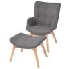 VidaXL Fauteuil Met Voetenbankje Stof Grijs -Fauteuilwinkel 1952805528