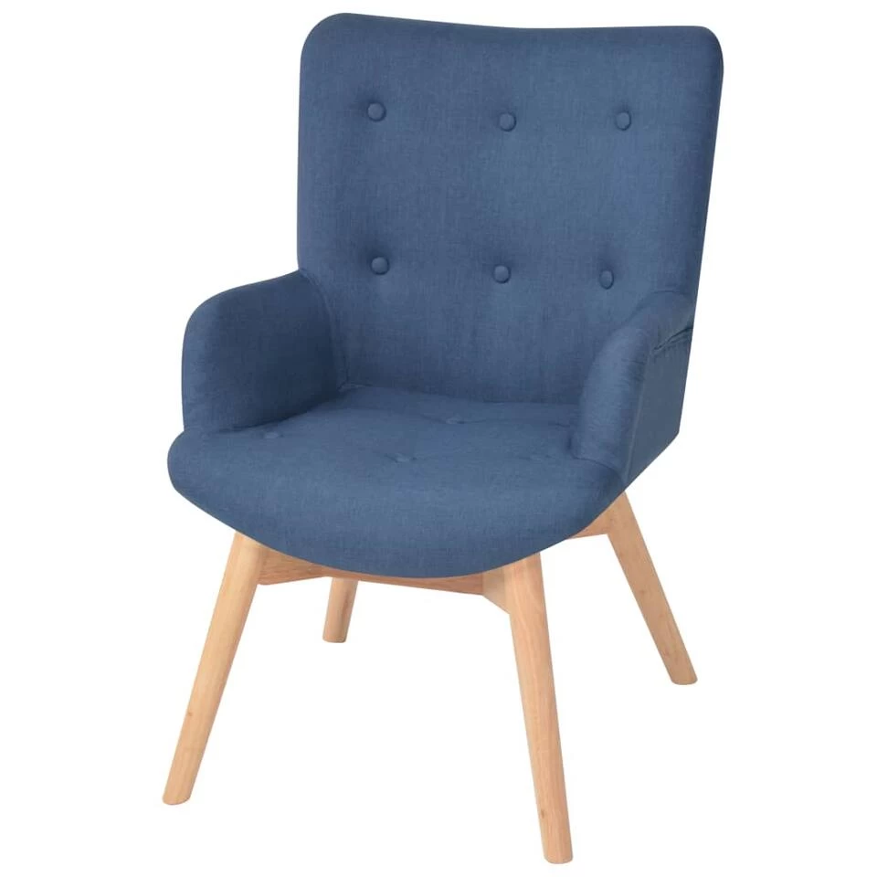 VidaXL Fauteuil Met Voetenbankje Stof Blauw 4 VidaXL Fauteuil Met Voetenbankje Stof Blauw - Afbeelding 2