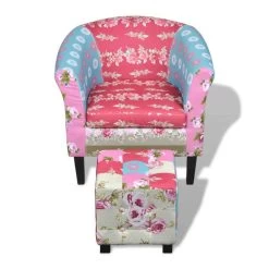 VidaXL Fauteuil Met Voetenbankje Patchwork Ontwerp Stof -Fauteuilwinkel 20dbcd5d26d74ebfae01f6116ff1eef2