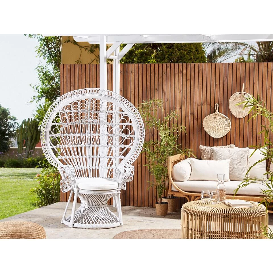 Beliani Fauteuil EMMANUELLE - Wit Rotan 4 Beliani Fauteuil EMMANUELLE - Wit Rotan - Afbeelding 2