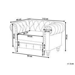 Beliani Fauteuil CHESTERFIELD - Grijs Polyester -Fauteuilwinkel 2950f771448d45ae99dbf5267cab4d0b