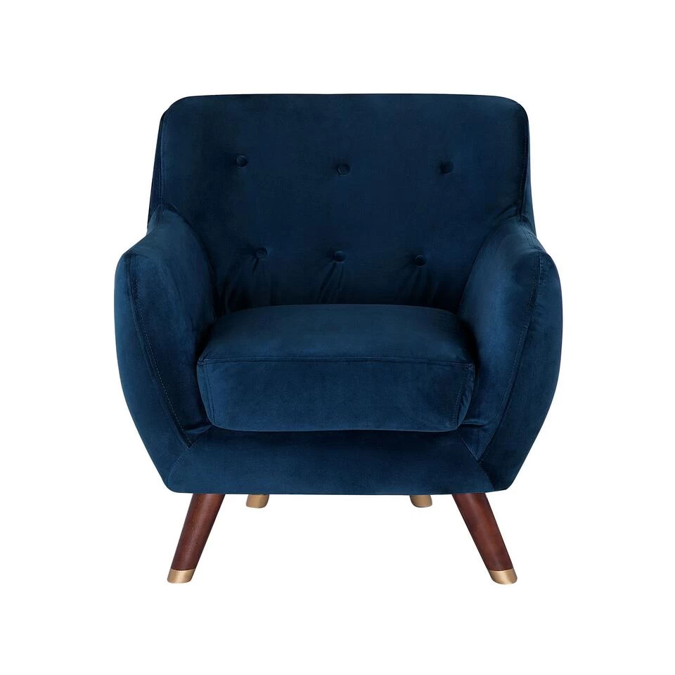 Beliani Fauteuil BODO - Blauw Fluweel 6 Beliani Fauteuil BODO - Blauw Fluweel - Afbeelding 4