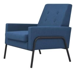 VidaXL Fauteuil Staal En Stof Blauw -Fauteuilwinkel 38ba780416184b8e8ff86a05bbb02dfe