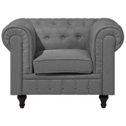 Beliani Fauteuil CHESTERFIELD - Grijs Polyester -Fauteuilwinkel 3b1f97fd0d2f4363b4e8c754a98f2818