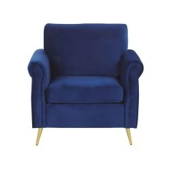 Beliani Fauteuil VIETAS - Blauw Fluweel -Fauteuilwinkel 3e5bba79a30c476ea00f3ea6588b400f