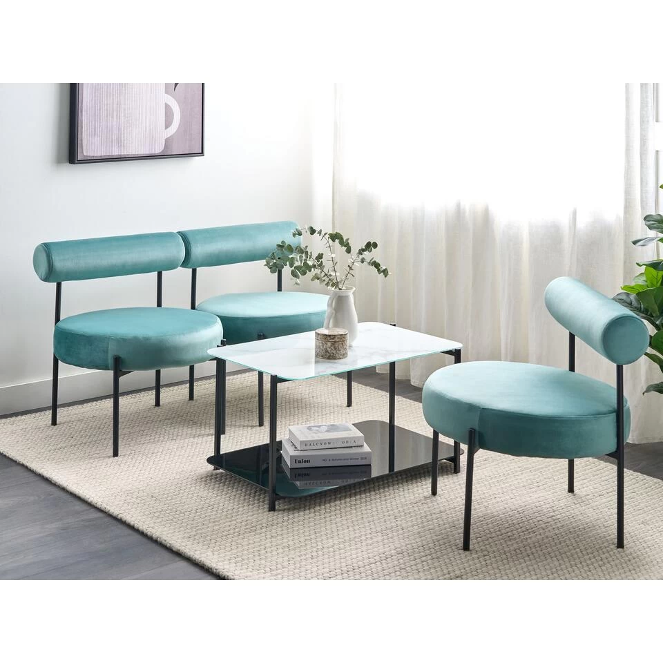 Beliani Fauteuil ALPHA - Groen Fluweel 4 Beliani Fauteuil ALPHA - Groen Fluweel - Afbeelding 2