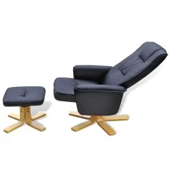 VidaXL Fauteuil Met Voetenbankje Kunstleer Zwart -Fauteuilwinkel 421f886b2045471fabc4b46a115ef9ee