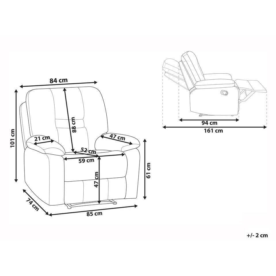 Beliani Fauteuil BERGEN - Grijs Polyester 5 Beliani Fauteuil BERGEN - Grijs Polyester - Afbeelding 3