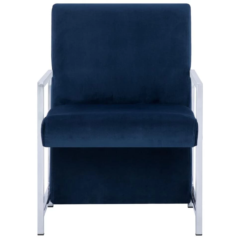 VidaXL Fauteuil Met Chromen Poten Fluweel Blauw 5 VidaXL Fauteuil Met Chromen Poten Fluweel Blauw - Afbeelding 3