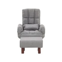 Beliani Fauteuil OLAND - Grijs Polyester -Fauteuilwinkel 4868e6cd8b6b40cb827fd7fb7a8ca64e