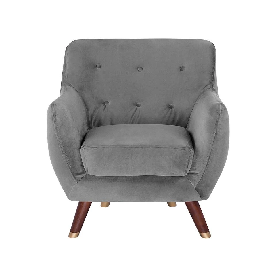 Beliani Fauteuil BODO - Grijs Fluweel 6 Beliani Fauteuil BODO - Grijs Fluweel - Afbeelding 4