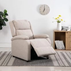 VidaXL Recliner Stof Crème -Fauteuilwinkel 5580407638ff4e1a88122d4c6f90a526