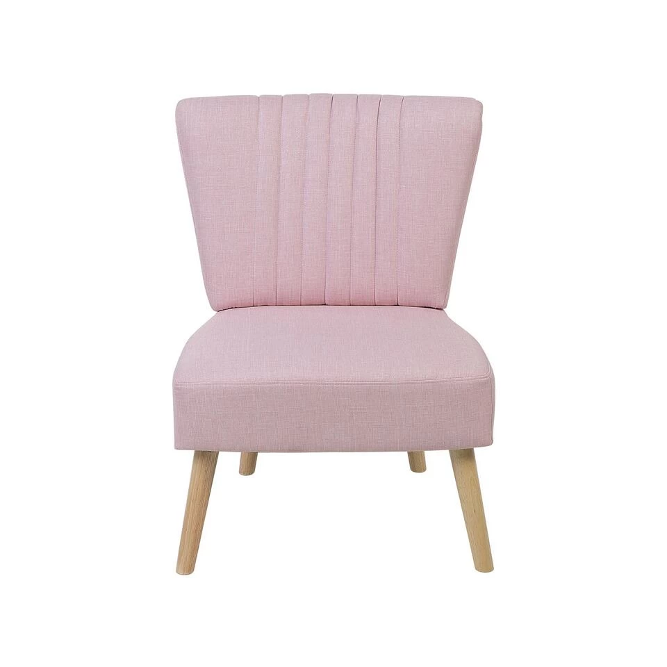 Beliani Fauteuil VAASA - Roze Polyester 6 Beliani Fauteuil VAASA - Roze Polyester - Afbeelding 4