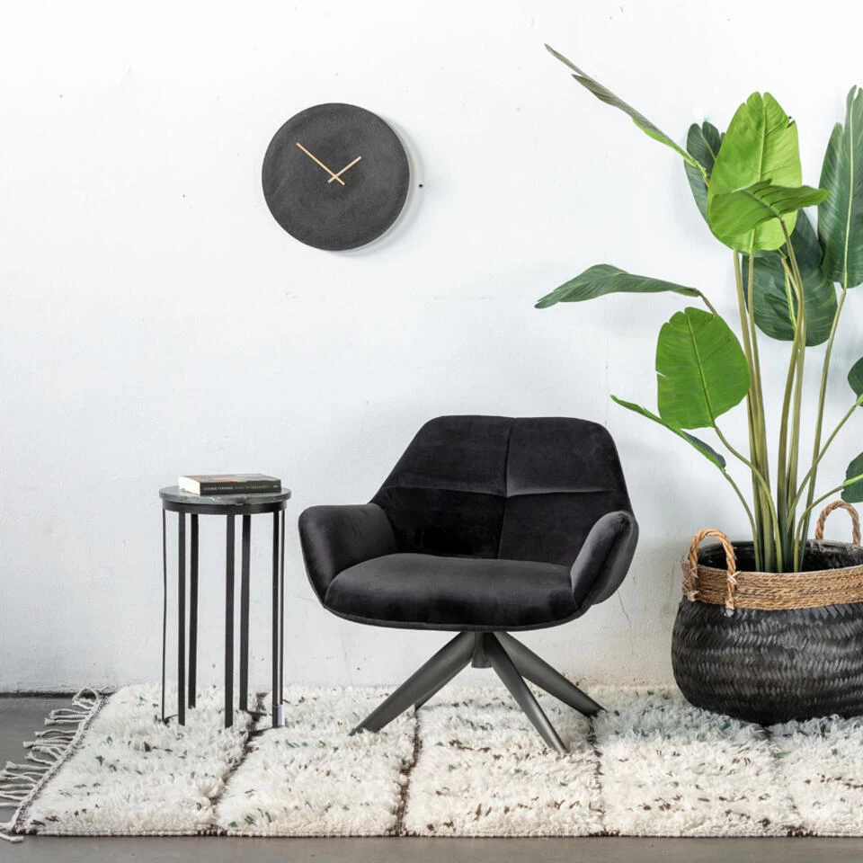 Giga Meubel Velvet Fauteuil Zwart - 78x75x78cm - Metaal - Shannon 5 Giga Meubel Velvet Fauteuil Zwart - 78x75x78cm - Metaal - Shannon - Afbeelding 3