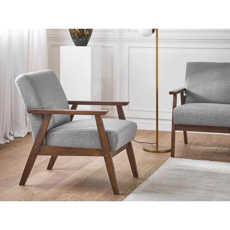 Beliani Fauteuil ASNES - Grijs Polyester 6 Beliani Fauteuil ASNES - Grijs Polyester - Afbeelding 4