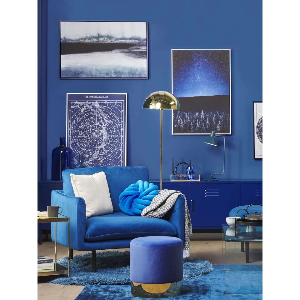 Beliani Fauteuil VINTERBRO - Blauw Fluweel 6 Beliani Fauteuil VINTERBRO - Blauw Fluweel - Afbeelding 4