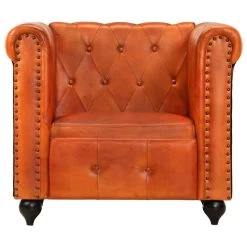 VidaXL Fauteuil Chesterfield-stijl Echt Leer Tan -Fauteuilwinkel 6f8c24e6eb6742fd986b331c25cc40d5