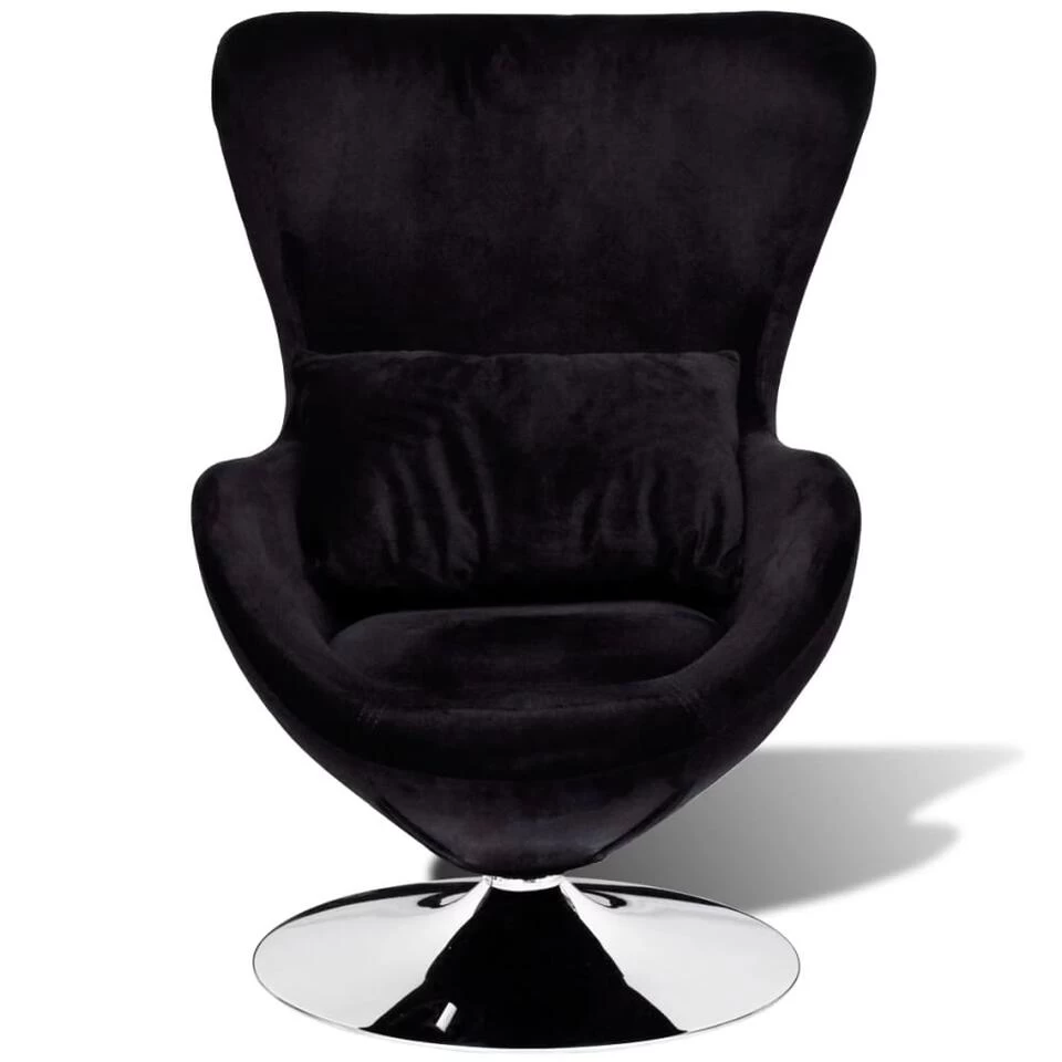 VidaXL Fauteuil Eivormig Zwart 4 VidaXL Fauteuil Eivormig Zwart - Afbeelding 2