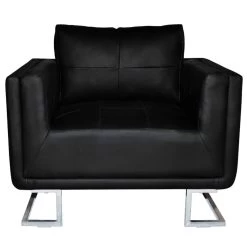 VidaXL Fauteuil Met Verchroomde Poten Kubus Kunstleer Zwart -Fauteuilwinkel 72a87cab78354028b1821c875c666052