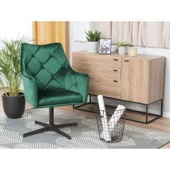Beliani Fauteuil VAKSALA - Groen Fluweel -Fauteuilwinkel 7397ce0c2a6f4d7abab296bf97b1f3de