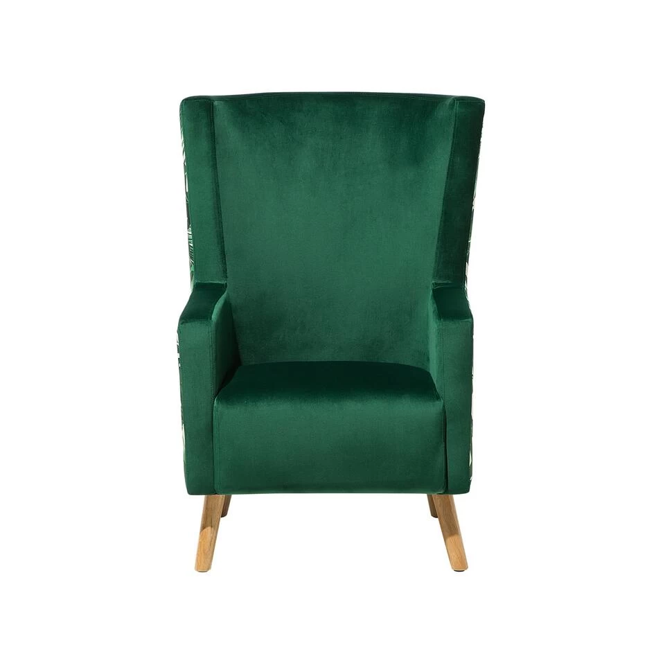 Beliani Oorfauteuil ONEIDA - Groen Fluweel 6 Beliani Oorfauteuil ONEIDA - Groen Fluweel - Afbeelding 4
