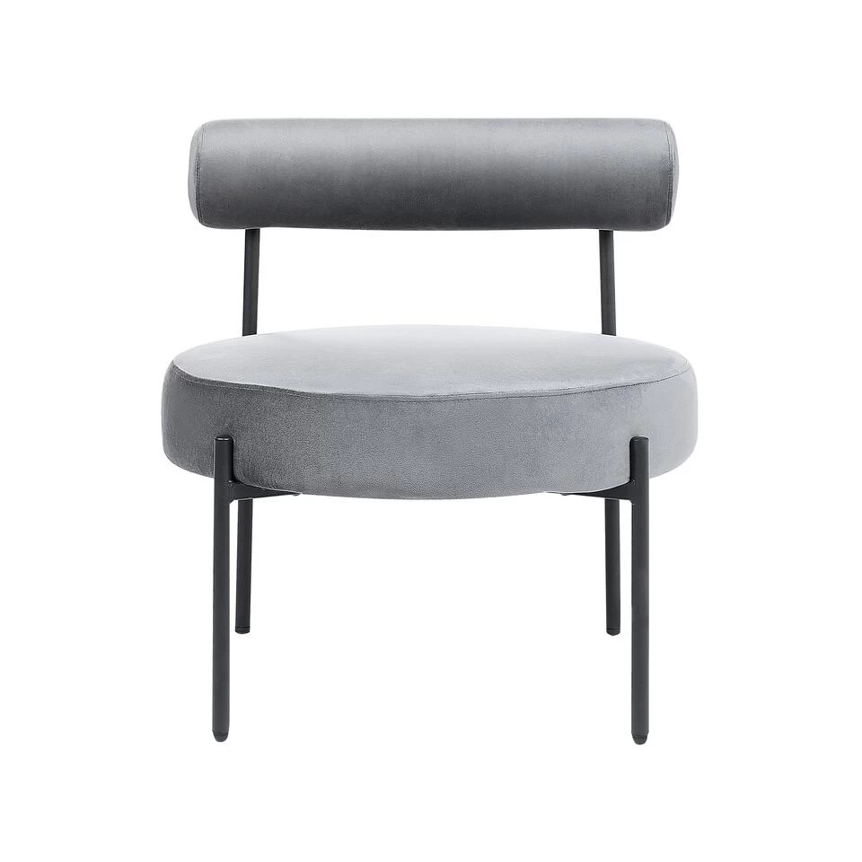 Beliani Fauteuil ALPHA - Grijs Fluweel 6 Beliani Fauteuil ALPHA - Grijs Fluweel - Afbeelding 4