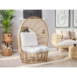 Beliani Fauteuil LIDO - Beige Rotan -Fauteuilwinkel 79a0213f848e41208ef42e9ea30aaa49