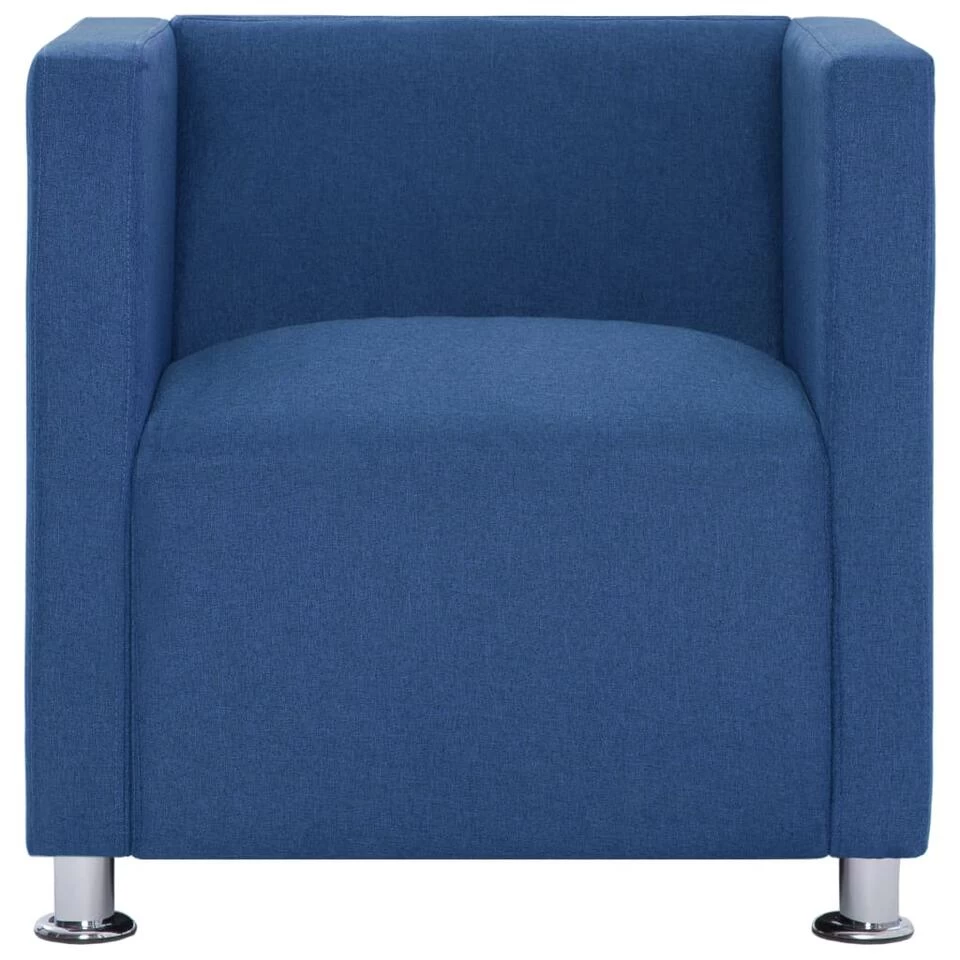 VidaXL Fauteuil Kubus Stof Blauw 5 VidaXL Fauteuil Kubus Stof Blauw - Afbeelding 3