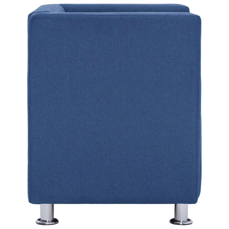 VidaXL Fauteuil Kubus Stof Blauw 6 VidaXL Fauteuil Kubus Stof Blauw - Afbeelding 4