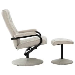 VidaXL Fauteuil Verstelbaar Met Voetenbankje Stof Crèmekleurig -Fauteuilwinkel 8294b4bb1396467a99bf4cd1cfacf8d4