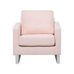 Beliani Fauteuil VIND - Roze Polyester -Fauteuilwinkel 8f64f9f2f93541a394eb545ad952a58a