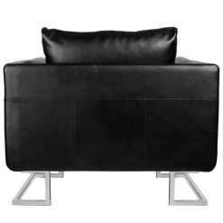 VidaXL Fauteuil Met Verchroomde Poten Kubus Kunstleer Zwart -Fauteuilwinkel 93bee6ea907141989ed05333500510b1