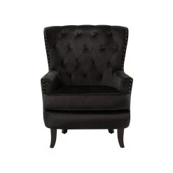 Beliani Fauteuil VIBORG - Zwart Fluweel -Fauteuilwinkel 96bbf422216f4692a521c8300611f37e