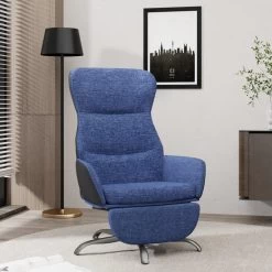 VidaXL Relaxstoel Met Voetensteun Stof Blauw -Fauteuilwinkel 9b3b1b5f85804d9e8cd1ac61580cd382