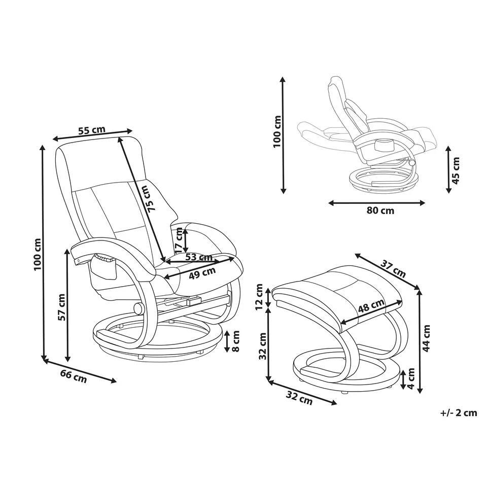 Beliani Massagestoel FORCE - Bruin Kunstleer 5 Beliani Massagestoel FORCE - Bruin Kunstleer - Afbeelding 3