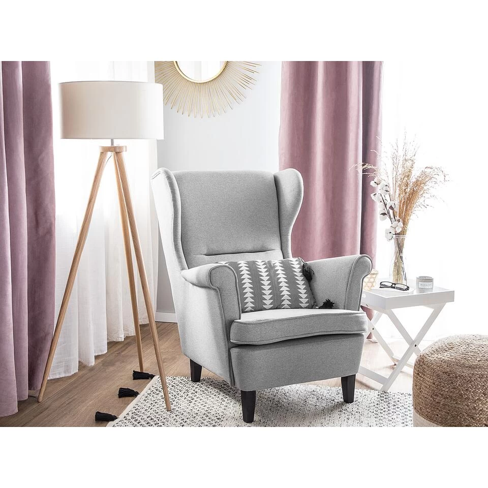 Beliani Oorfauteuil ABSON - Grijs Polyester 3 Beliani Oorfauteuil ABSON - Grijs Polyester - Afbeelding 2